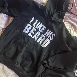 Black Graphic Hoodie - I Like His Beard